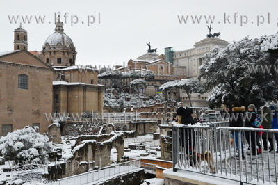 Atak zimy w Rzymie. 26.02.2018 Nz. Forum Romanum. fot....
