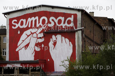 Mural Samosad autorstwa Mariusza Warasa na budynku...