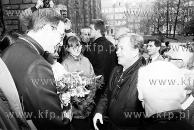 Wizyta prezydenta Czech Vaclava Havla w Gdansku. Przed...