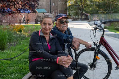 Bulwary nad Słupią w Słupsku. Nz. prezydent Słupska...