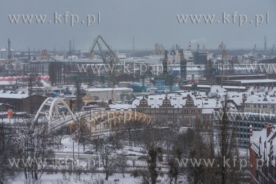 Gdańsk, Zimowa panorama Gdańska z Góry Gradowej....