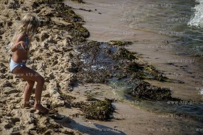 Gdańsk. Czerwona flaga na kąpielisku miejskim w Brzeźnie,...