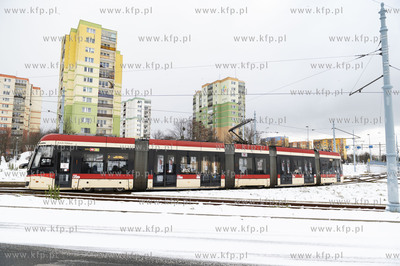 Zima w Gdańsku. Gdańsk Chełm przy ul. Witosa. Nz....