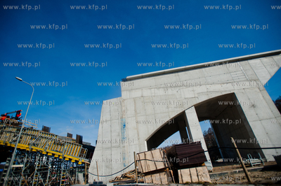 Gdansk. Budowa wiaduktu na ul. Slowackiego, bedacego...