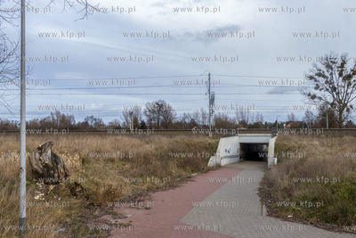 Tunel, przejście pieszo - rowerowe pod torami na granicy...