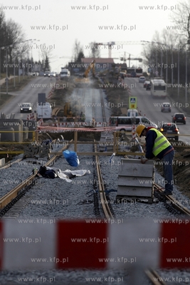 Budowa linii tramwajowej na gdańskiej Morenie. 25.02.2015...
