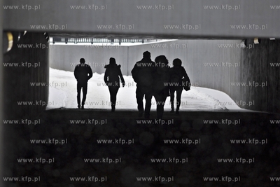 Zima. tunel w okolicy ronda im. Tadeusza Mazowieckiego...