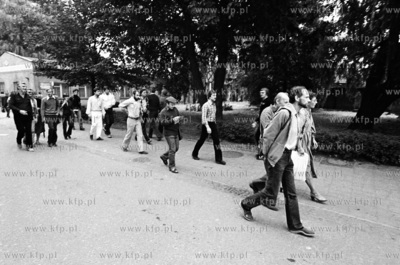 Strajk w Stoczni Gdańskiej im. Lenina Nz. aktorzy...