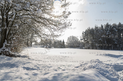Zima w Dobrzewinie, wsi na Kaszubach w powiecie wejherowskim.10.02.2021...