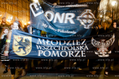Gdansk. Dzien Gniewu. Manifestacja pod haslem 5 X NIE...
