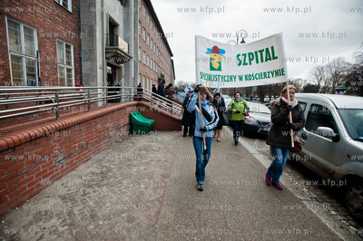 Gdansk. Protest zwiazkow zawodowych Szpitala Specjalistycznego...