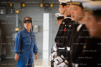 Gdynia. Nabrzeze Pomorskie. Uroczyste powitanie japonskiego...