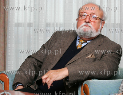 Krzysztof Penderecki podczas konferencji prasowej w...