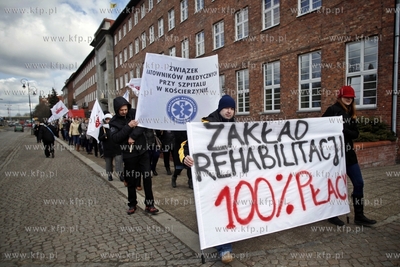 Gdansk. Protest zwiazkow zawodowych Szpitala Specjalistycznego...