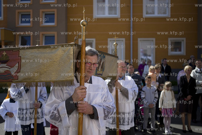 Procesja Bozego Ciala w gdanskiej dzielnicy Letnica....