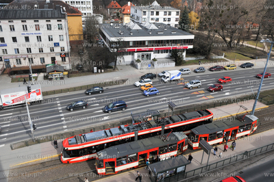 Gdansk Wrzeszcz. Przytanek tramwajowy w poblizu skrzyzowanie...