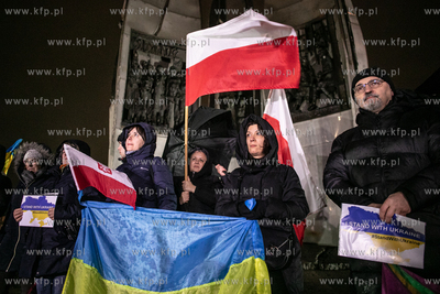 Stand With Ukraine. Wiec poparcia dla Ukrainy na placu...