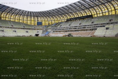 Gdansk Letnica. Budowa stadionu pilkarskiego PGE Arena....