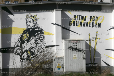 Mural Bitwa pod Grunwaldem na stacji niskiego napięcia...