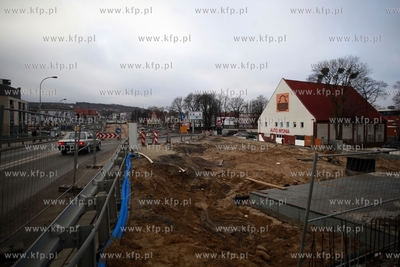 Gdansk. Budowa Trasy Slowackiego. Odcinek od wiaduktu...