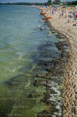 Gdańsk. Czerwona flaga na kąpielisku miejskim w Brzeźnie,...