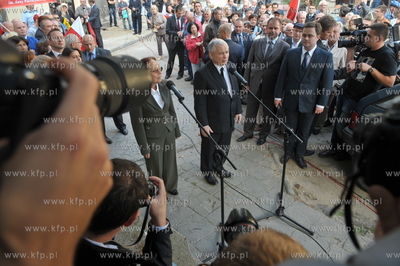 Gdansk, Wrzeszcz. Jaroslaw Kaczynski przyjechal do...
