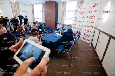 Gdansk. Hotel Scandic. Konferencja prasowa Iwony Wieczorek...