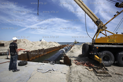 Prace przy budowie wylotow sopockich potokow w glab...