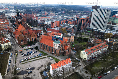 Panorama Gdańska. Widok na kościoły św, Katarzyny...