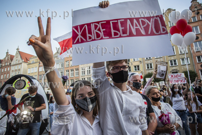 Wiec poparcia dla protestujących na Białorusi Solidarni...