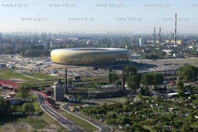 Gdansk, budowa stadionu PGE Arena z lotu ptaka. 06.06.2011...