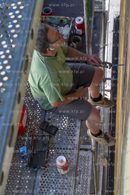 Gdańsk. Podwale Staromiejskie. Trwają prace nad muralem...