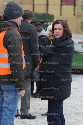 Julia Kaminska na planie zdjeciowym polsko - niemieckiego...