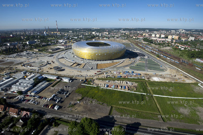 Gdansk, budowa stadionu PGE Arena z lotu ptaka. 06.06.2011...