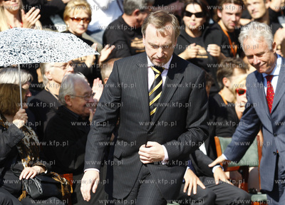 Gdansk. Wmurowania kamienia wegielnego pod budowe Teatru...