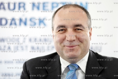 Gdansk. Ujecie wody Czarny Dwor. Konferencja prasowa...