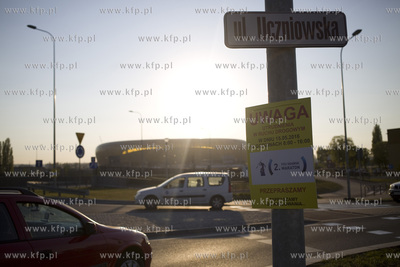 Gdańsk Letnica.Tabliczka z informacją o planowanych...