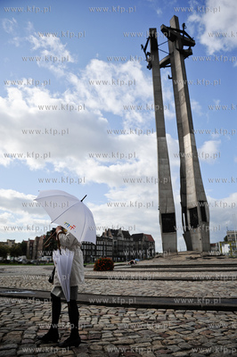 Gdansk. Plac Solidarnosci. Wizyta Komitetu Stalych...