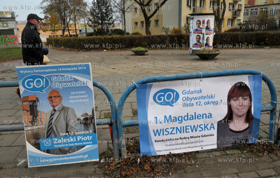 Gdańsk Brzeźno. Wybory samorządowe, plakaty wyborcze...
