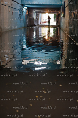 Gdansk. Wrzeszcz. Zalane przez ulewny opad deszczu...