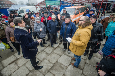 Gdansk. Targowisko - Rynek Elblaska. Spotkanie kandydata...