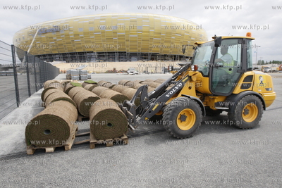 Gdansk Letnica. Budowa stadionu pilkarskiego PGE Arena....
