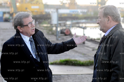 Tereny Stoczni Gdanskiej. Plan zdjeciowy filmu Uklad...