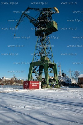 Gdańsk, Stocznia Cesarska.  Nz. Żuraw M3. 14.02.2021...