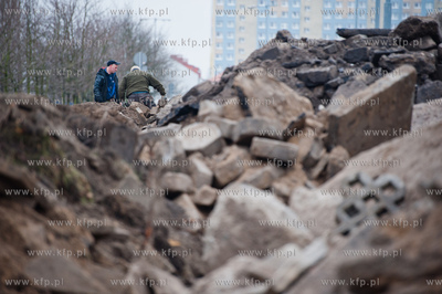 Slupsk. Remontowana i modernizowana ulica Grunwaldzka,...