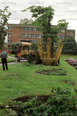 Przesadzanie drzew z okolic hotelu Hevelius. 24.06.99...