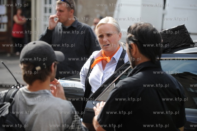 Gdansk, ul. Ogarna. Zdjecia z planu filmu "Milion Dolarow"w...