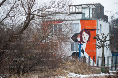 Sopot. Mural z wizerunkiem Krzysztofa Klenczona na...