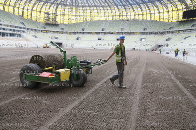 Gdansk Letnica. Budowa stadionu pilkarskiego PGE Arena....