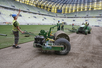 Gdansk Letnica. Budowa stadionu pilkarskiego PGE Arena....